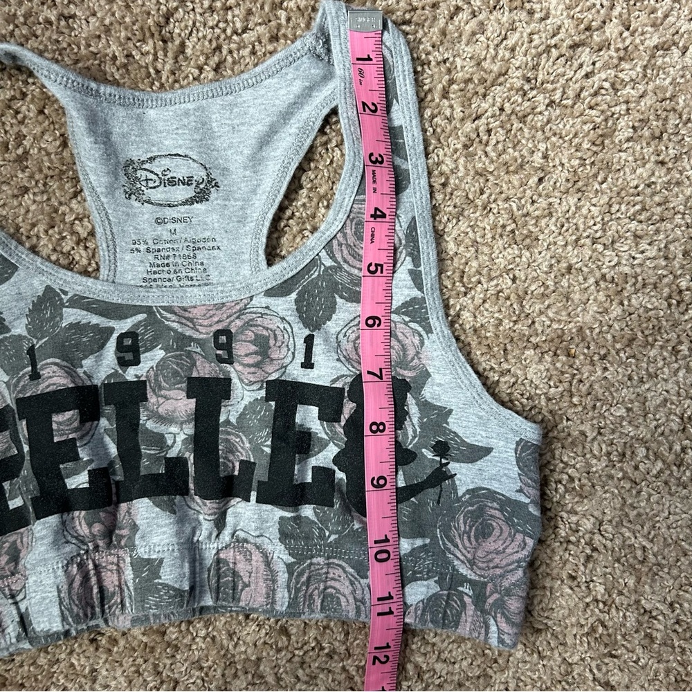 W Grey Disney Floral Belle Sports Bra Size Medium |A32 - Picture 8 of 8